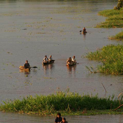 Local fishermen on the Amazon River