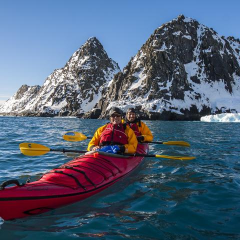 Kayakers in Antarctica