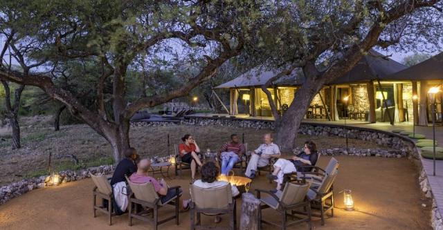 Fireside cocktails, Onguma Tented Camp, Namibia